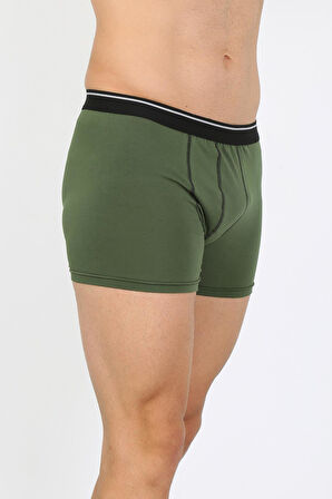Erkek Pamuk Likralı Boxer Haki 40133
