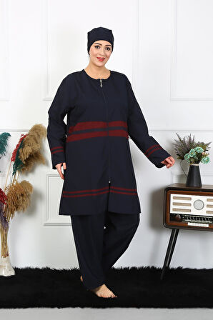 Büyük Beden Tesettür Mayo 7XL-8XL-9XL-10XL Lacivert 55010