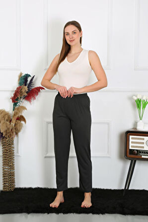Kadın Pamuk Penye Tek Alt Pijama Füme 27514