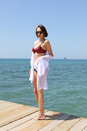 Kadın Kimono Pareo Plaj Elbisesi Beyaz 38049