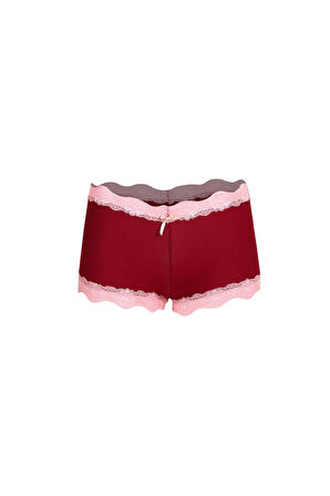 Kadın Pamuklu 2li Boxer Bordo 40265