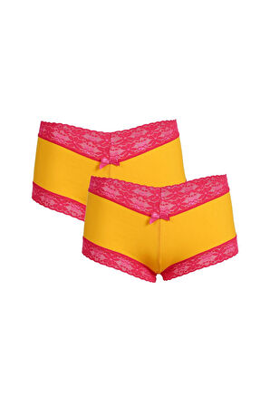Kadın Pamuklu 2li Boxer Sarı 40265