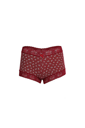Kadın Pamuklu 2li Boxer Bordo 40266