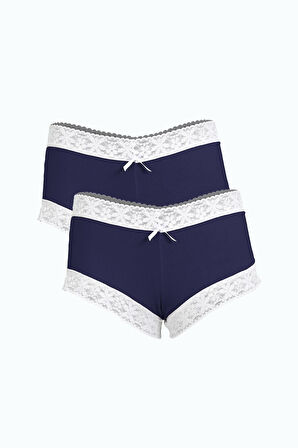 Kadın Pamuklu 2li Boxer Lacivert 40277