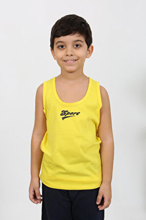 Erkek Çocuk Sıfır Kol Penye Pijama Takım Sarı 20439