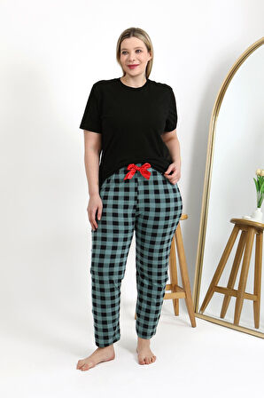 Kadın Pamuklu Büyük Beden Alt Pijama 27557 Turkuaz
