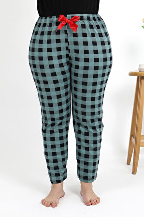 Kadın Pamuklu Büyük Beden Alt Pijama 27557 Turkuaz