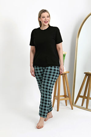 Kadın Pamuklu Büyük Beden Alt Pijama 27557 Turkuaz