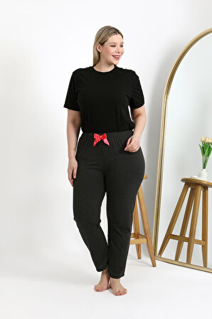 Kadın Pamuklu Büyük Beden Alt Pijama 27559 Antrasit