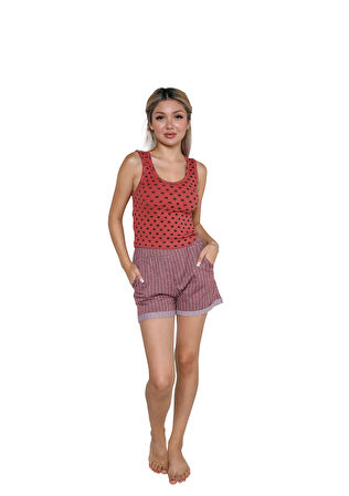Kadın Kalın Askılı Şortlu Pijama Takım 3630