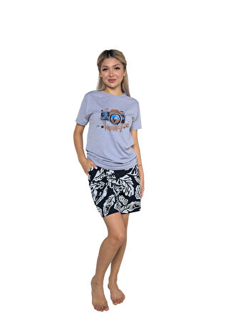 Kadın Kısa Kol Şortlu Pijama Takım 3626