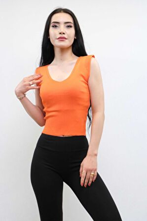 Süveter Model Triko Bluz Turuncu