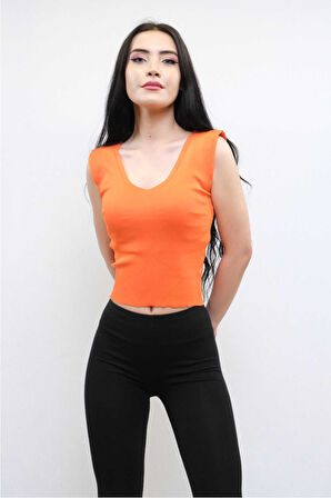 Süveter Model Triko Bluz Turuncu