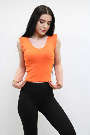 Süveter Model Triko Bluz Turuncu