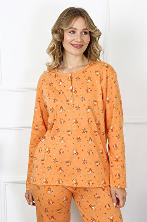 Kadın 4XL-5XL-6XL-7XL-8XL Büyük Beden Uzun Kol Pijama Takım 75014