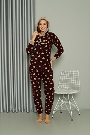 Welsoft Polar Kadın Kapşonlu Pijama Takımı 8513