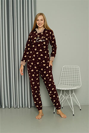 Welsoft Polar Kadın Kapşonlu Pijama Takımı 8513