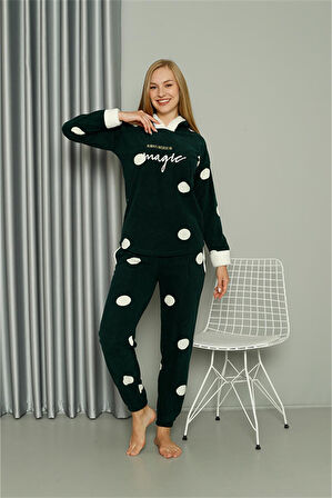 Welsoft Polar Kadın Kapşonlu Pijama Takımı 8512
