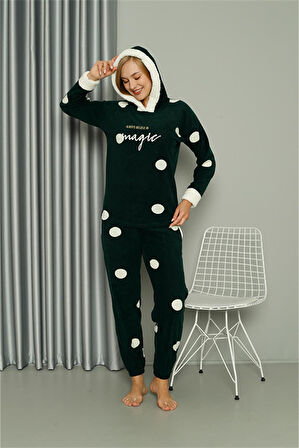 Welsoft Polar Kadın Kapşonlu Pijama Takımı 8512