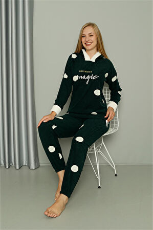 Welsoft Polar Kadın Kapşonlu Pijama Takımı 8512