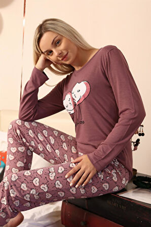 Kadın Penye Uzun Kol Pijama Takım 4187