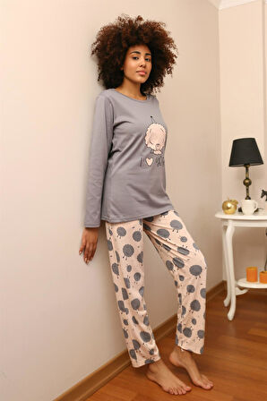 Kadın Penye Uzun Kol Pijama Takım 4186