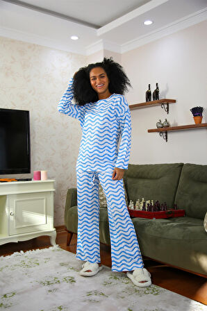 Kadın Penye Bol Paça Pijama Takım 4122