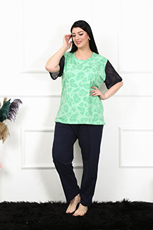 Kadın 5XL-6XL-7XL-8XL Büyük Beden Kısa Kol Pijama Takım 75004