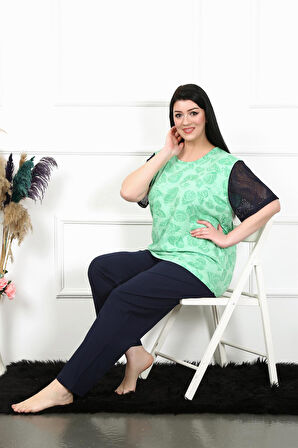 Kadın 5XL-6XL-7XL-8XL Büyük Beden Kısa Kol Pijama Takım 75004