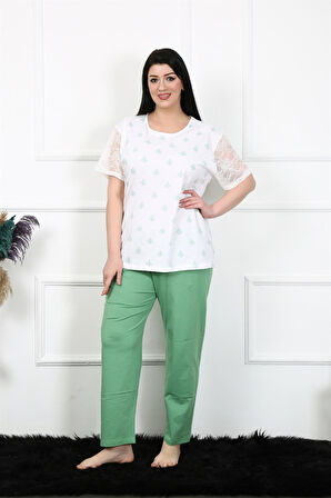 Kadın 5XL-6XL-7XL-8XL Büyük Beden Kısa Kol Pijama Takım 75001