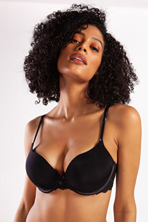 Goldy Heavy Push Up Bra, Siyah Renk  Konforlu Ve Şık Sütyen