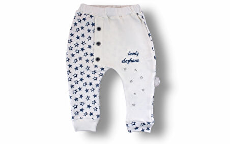 3-6 6-9 9-12 Ay Kutup Yıldızı Nakışlı Bandajlı Uzun Kollu Zıbınlı 3lü Erkek Bebek Takımı Ekru