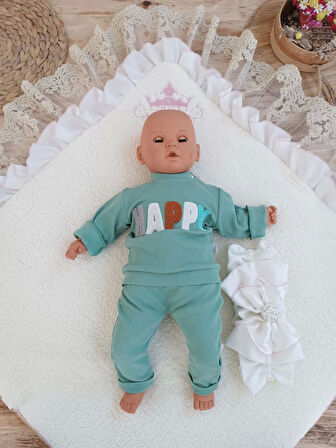 Yenidoğan Wool Yün Kumaş Taç Nakışlı Güpür Duvaklı Fiyonk Prizma Taş Unisex Kundak Bebek Battaniyesi Pembe