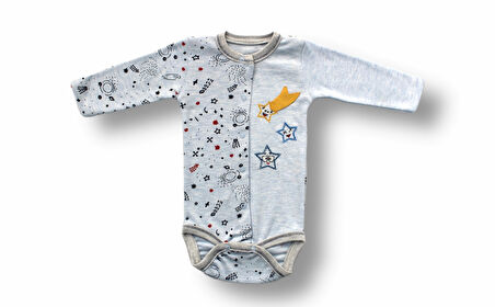 3-6 6-9 9-12 Ay Kuyruklu Yıldız Nakışlı Şapkalı Uzun Kollu Zıbınlı 3lü Kız-erkek Bebek Takımı Mavi