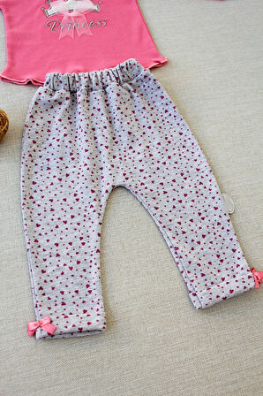 3-6 6-9 9-12 Ay Full Star Nakışlı Şapkalı Uzun Kollu Sweat 3lü Erkek Bebek Takımı Fuşya