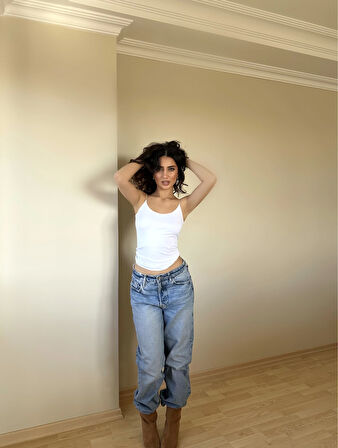 Beyaz ZRA Model Poliamid İp Askı Bluz