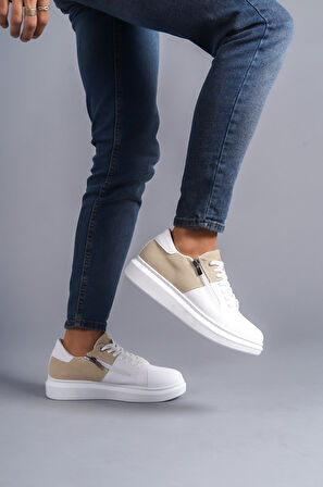 Bağcıklı ve Fermuarlı Cilt Süet Erkek Günlük Sneaker Ayakkabı