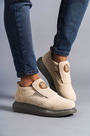 SLW161 Hippo Bağcıksız Süet Erkek Günlük Sneaker Ayakkabı SGT - Bej