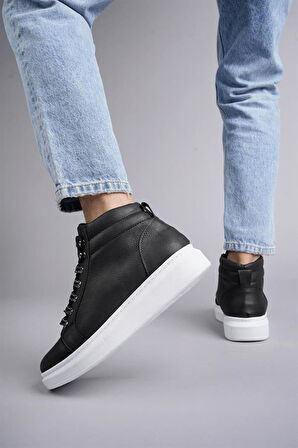 SLW206 Ottawa Bağcıklı Cilt Erkek Günlük Spor Bot BT - Siyah