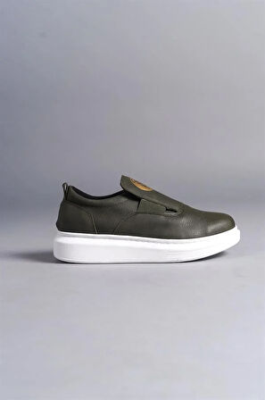 SLW161 Hippo Bağcıksız Cilt Erkek Günlük Sneaker Ayakkabı CBT - Haki