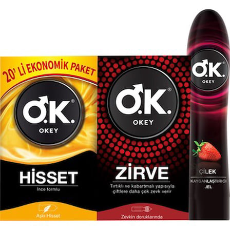 Aroma ile Ekonomik Prezervatif Seti 20'li Çilek Jel
