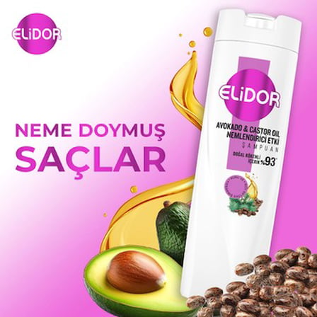 Avokado ve Castor Oil ile Şampuan 400ml, Nemlendirici Etki