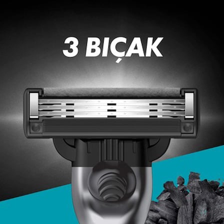Gillette Mach3 Charcoal Tıraş Bıçağı 4 Adet Mikrofin Koruyucularla Cilt Tahrişini
