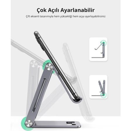 Ayarlanabilir Metal Telefon Tutucu Standı, Uzay Grisi Renk
