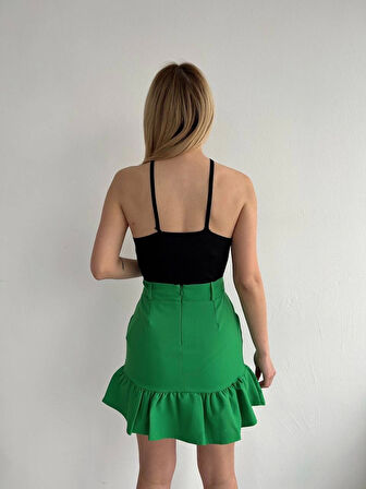 Altı fırfırlı etek yeşil s24817