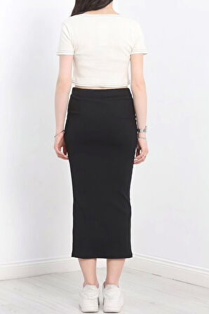 Nakışlı etekli takım siyah beyaz s3899