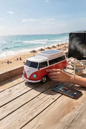 Bluetooth Hoparlör Retro Araba Vosvos D70 Kırmızı Enerjik Alet Popüler Çalgı Kamp Aleti