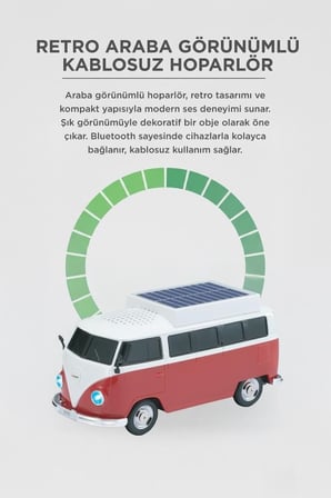 Bluetooth Hoparlör Retro Araba Vosvos D70 Kırmızı Enerjik Alet Popüler Çalgı Kamp Aleti