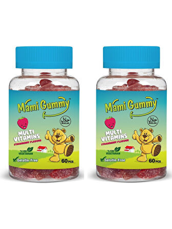 Mami Gummy Kids Gummies Multivitamin 60 Adet Çiğnenebilir Gummy Jel Çilek Aromalı - 2 Adet