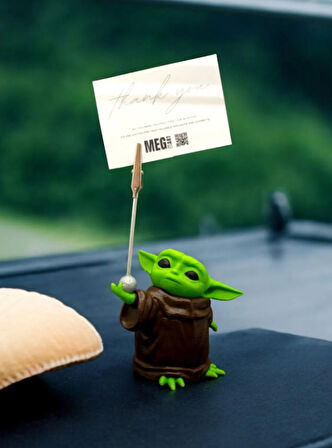 Baby Yoda Figürlü Not Tutucu Masaüstü Not Tutacağı Metal Kıskaç Notluk